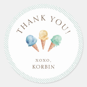 Sticker à thème de crème glacée Merci classique ro