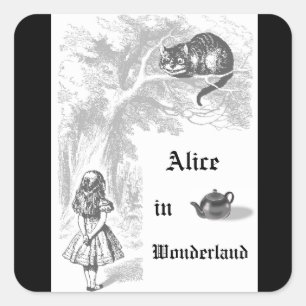 Sticker à thème de la fête vintage Alice au pays d