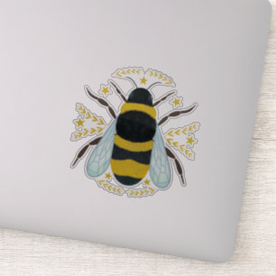 Sticker Abeille avec étoiles et feuille