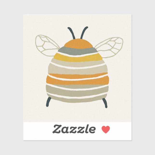 Sticker Abeille Charmée de Style Milieu de Siècle (Feuille)