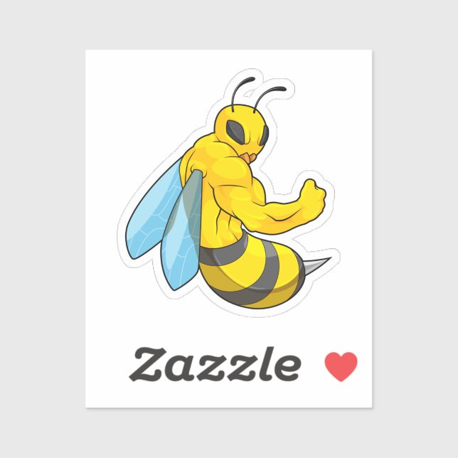Sticker Abeille comme culturiste (Feuille)