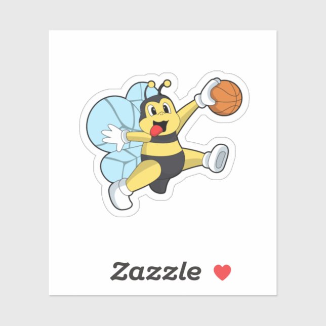 Sticker Abeille en tant que joueur de basket-ball avec Bas (Feuille)