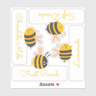 Sticker Abeille jaune et rose