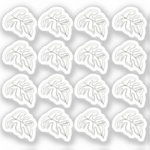 Sticker Abstraite feuille Monstera noir blanc