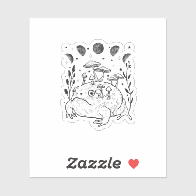 Sticker Academia Moon Witchy Goblincore Aesthetic Frog (Feuille)