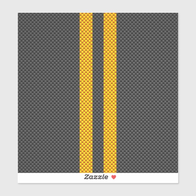 Sticker Accent Yellow Racing Stripes Carbon Fiber Style (Feuille)