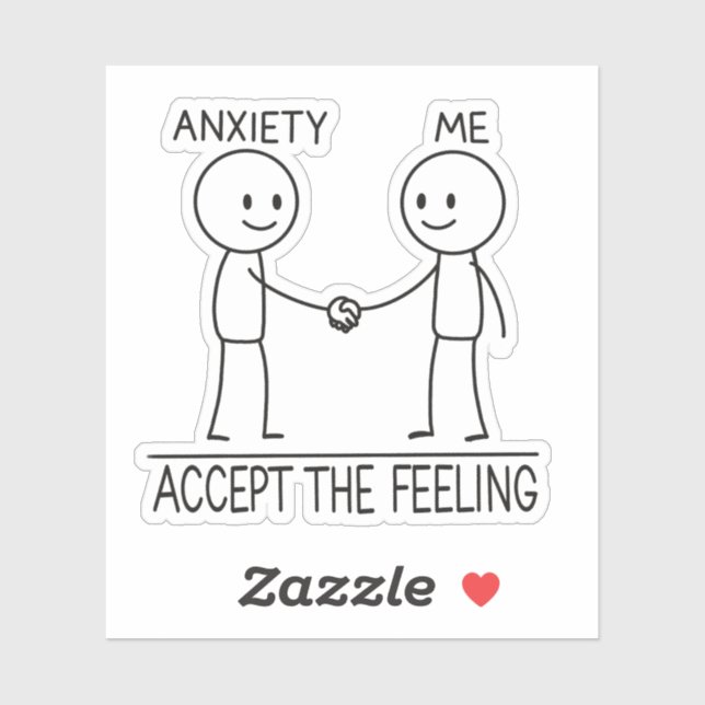 Sticker Accept the Anxiety Mental Health Reminder Stickman (Feuille)