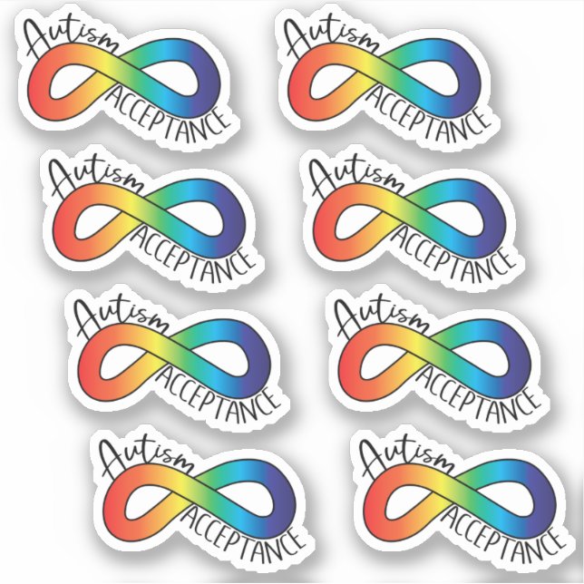 Sticker Acceptation de l'autisme Rainbow Infinity 6 Pack (Devant)