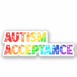 Sticker "Acceptation de l'autisme" Texte en arc-en-ciel