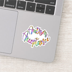 Sticker Acceptation de l'autisme Typographie arc-en-ciel