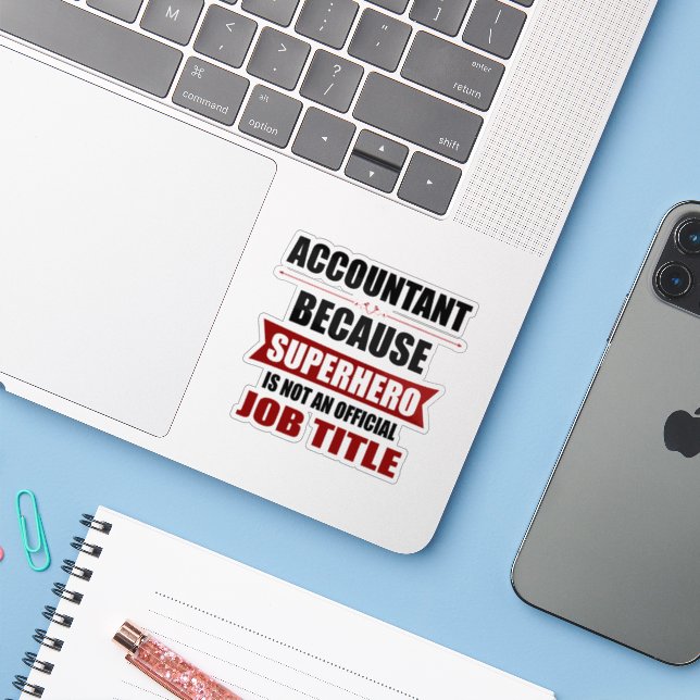 Sticker Accountant Superhero Novelty (Ordinateur portable avec iPhone)