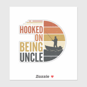Sticker Accro à être Oncle Pêche Graphique Vintage_1