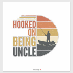 Sticker Accro à être Oncle Pêche Graphique Vintage_1