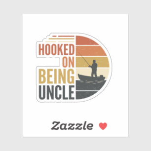 Sticker Accro à être Oncle Pêche Graphique Vintage_1