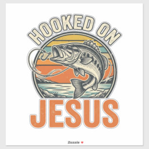 Sticker Accro à Jésus Bass Fishing Vintage Foi