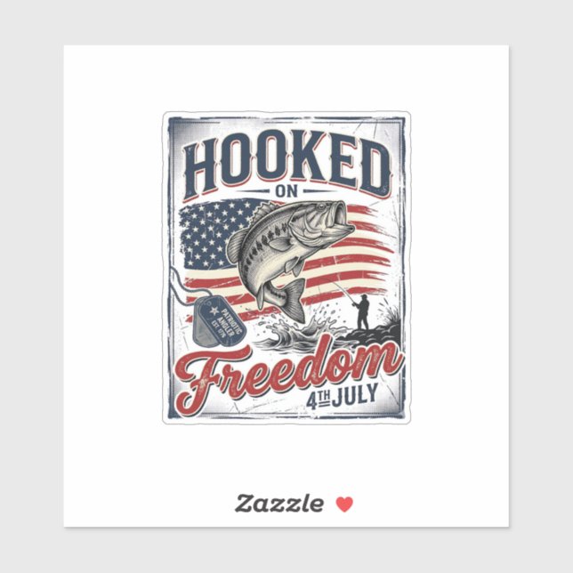 Sticker Accro à la liberté pêche du 4 juillet (Feuille)
