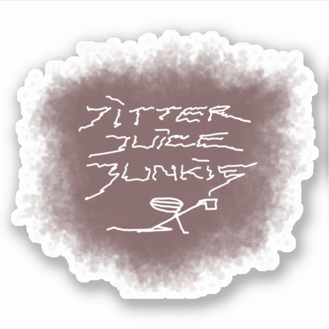 Sticker Accro au Jitter Juice - art du café transparent. (Devant)