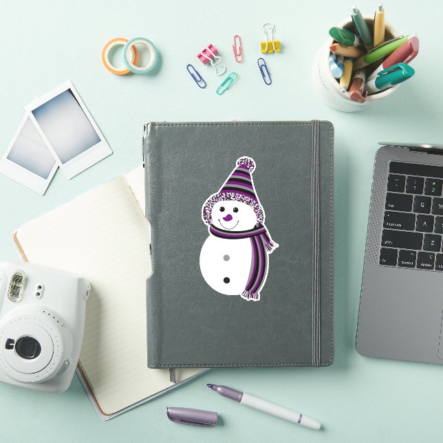 Sticker Ace Pride Snowman Snowperson Violet gris blanc (Couverture iPad)