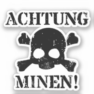 Sticker Achtung Minen ! SIGNE 2ÈME GUERRE MONDIALE (Attent