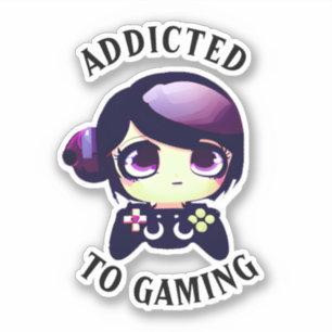 Sticker Addicité au jeu Cute Kawaii Girl Gamer