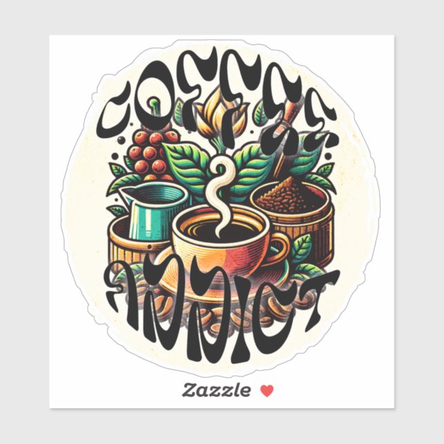 Sticker Addict au café (Feuille)