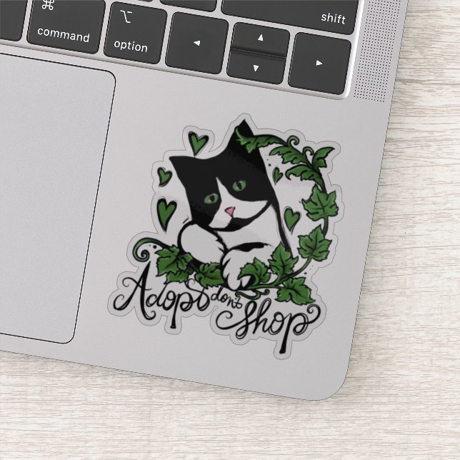 Sticker Adoptez Ne pas Acheter Tuxedo Cat Art (Détail)