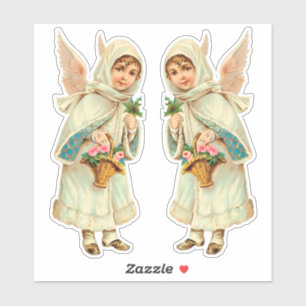 Sticker Adorable ange d'hiver victorien coupé