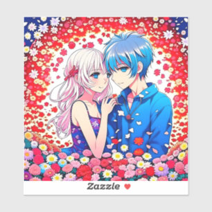 Sticker Adorable Anime Couple Romantique