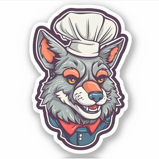 Sticker Adorable Chef Wolf Awesome Animal Graphisme (Devant)