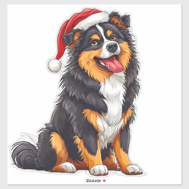 Sticker adorable chien de Noël (Feuille)