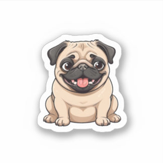 Sticker adorable chien gras adorable