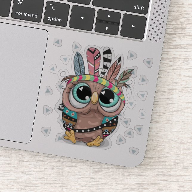 Sticker adorable chouette douce aux plumes (Détail)