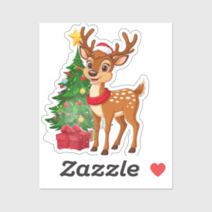 Sticker Adorable Dessin de dessin en Santa Hat
