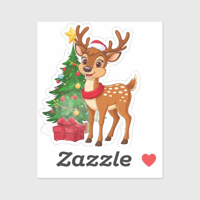 Sticker Adorable Dessin de dessin en Santa Hat (Feuille)