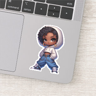 Sticker adorable fille noire