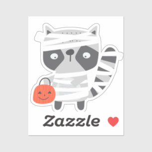 Sticker Adorable joli raton laveur momie d'Halloween