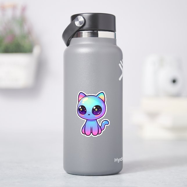 Sticker Adorable Kawaii Coloré Galaxy Chat (HydroFlask)
