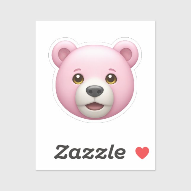 Sticker Adorable Ours Rose Emoji (Feuille)