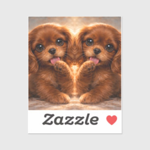 Sticker Adorable Ruby Cavalier Spaniel
