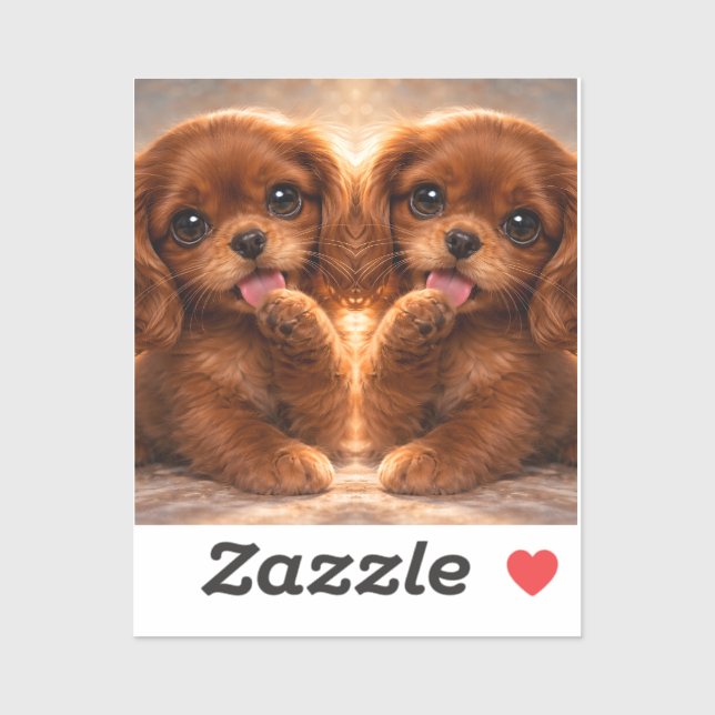 Sticker Adorable Ruby Cavalier Spaniel (Feuille)