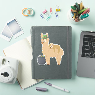 Sticker Adorable Sloth Se détendre sur une Llama Célébrant
