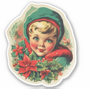 Sticker Adorable Vintage elfe de Noël