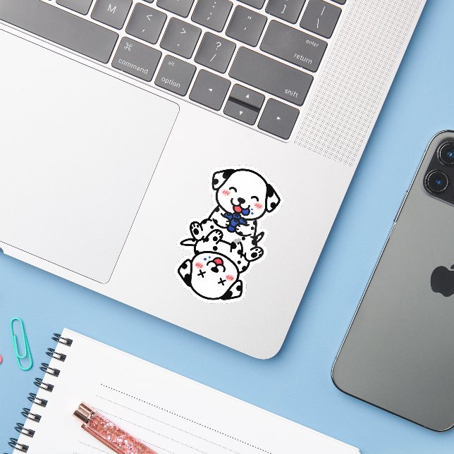 Sticker Adorables chiots dalmatiens amusements myrtille (Ordinateur portable avec iPhone)
