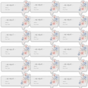 Sticker Adresse client transparente Blush Blue H2 Fleurs