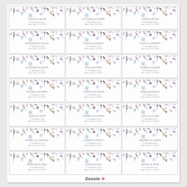 Sticker Adresse de l'invité à la réception de mariage cham (Feuille)