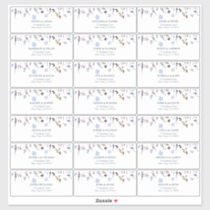 Sticker Adresse de l'invité à une fête prénuptiale avec fl