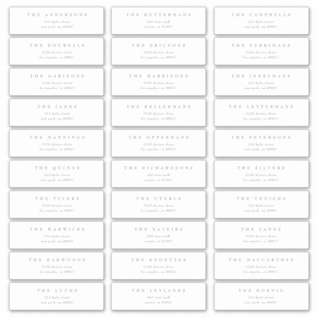 Sticker Adresse de mariage individuel classique vert sauge (Devant)