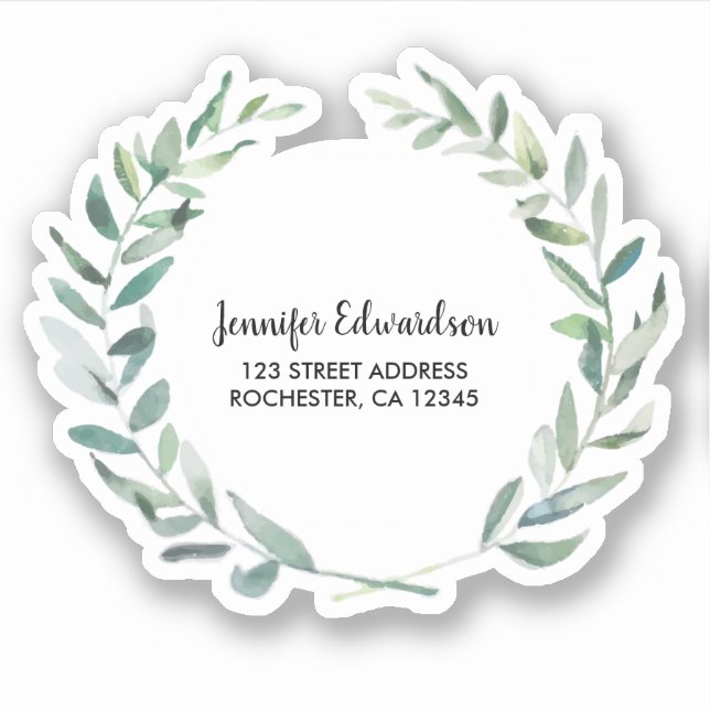 Sticker Adresse de retour des feuilles d'aquarelle rustiqu (Devant)