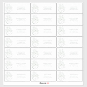 Sticker Adresse des invités pour le thé de mariage botaniq