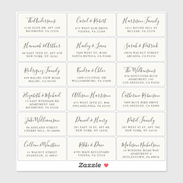 Sticker Adresse du client Mariage de crème stylish (Feuille)
